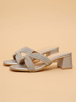 ERIDANI - Women Arnica Silver Embellished Heels