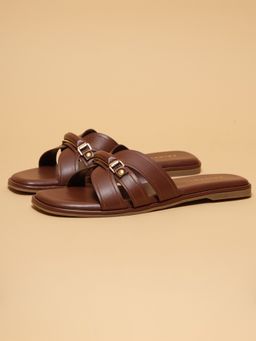 ERIDANI - Women Essie Brown Studded Flats