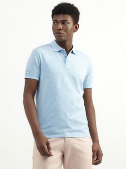 United Colors of Benetton - Cotton Solid Polo Collar Men T-Shirt-Blue