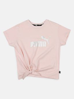 Puma - Ess Plus Logo Knotted Girls Pink T-shirt