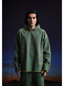 THNWHN - Green Drifter Denim Hoodie