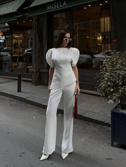 Trenbee - White Diana Self Design Co-Ord Set