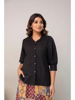 Anurang - Women Pure Cotton Solid Shirt With 3/4 Puff Sleeves