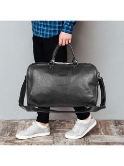 Kenneth Cole - Unisex 40L Premium PU Duffle Bag With Detachable Shoulder Strap - Black