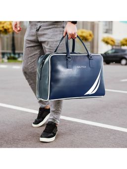 Nautica - Unisex 25L PU Duffle Bag for Travel - Sturdy Base - Navy Blue