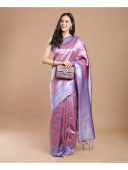 NIKATT - Silk Woven Purple Saree with Unstitched Blouse