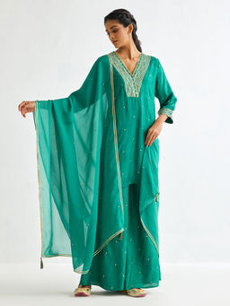 Ancestry - Turquoise Organza Solid Dupatta