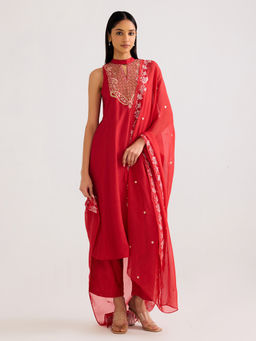 Ancestry - Red Organza Embroidery Dupatta