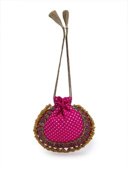 5 Elements by Radhika Gupta - Pink Peacock Ghunghroo Potli Bag