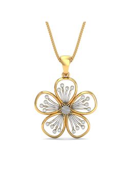 KuberBox - 18K Gold Avanti Floret Diamond Pendant for Women-Girls