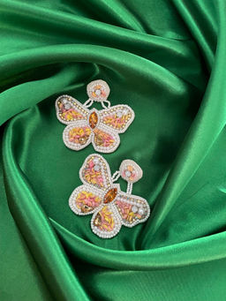 Digital Dress Room - Multi-Color Beaded Drop Earrings Butterfly Design