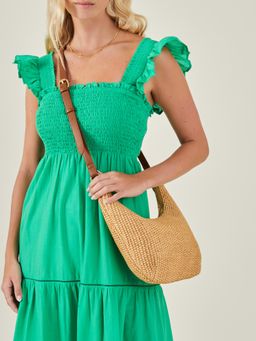 Accessorize London - Women Natural Raffia Scoop Sling Bag
