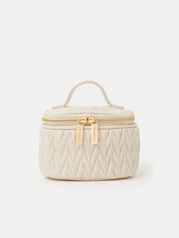 Accessorize London - Women White Quilted Bucket Bag