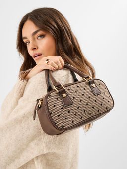 Accessorize London - Women Brown Heart Houndstooth Bowler Sling Bag