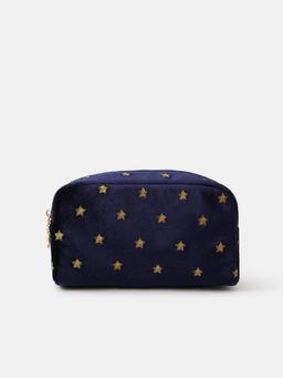 Accessorize London - Women Blue Star Embroidered Make Up Pouch