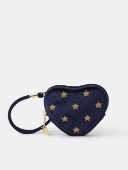 Accessorize London - Women Star Blue Embroidered Heart Coin Pouch