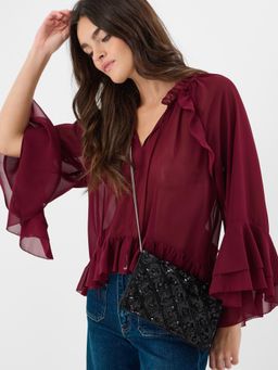 Accessorize London - Women Black Tianna Metallic Embellished Sling Bag