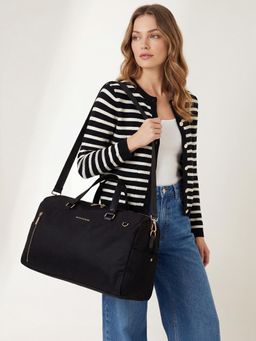 Accessorize London - Women Black Brian Nylon Weekender Duffle Bag