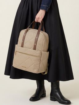 Accessorize London - Women Cream Elara Quilted Backpack
