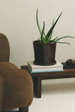H&M - Brown Large Plant Pot And Saucer