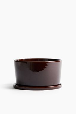 H&M - Brown Wide Terracotta Plant Pot And Saucer