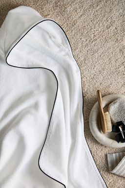 H&M - Black Piping-Detail Hooded Bath Towel
