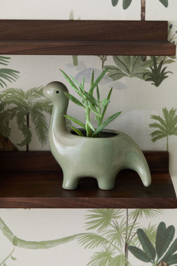 H&M - Green Dinosaur Stoneware Plant Pot