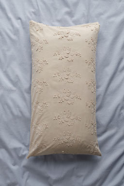 H&M - Beige Embroidery-Detail Cotton Pillowcase