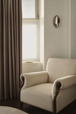 H&M - Beige 1-Pack Wide Blackout Herringbone Curtain Length