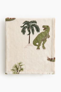 H&M - Beige Patterned Fleece Blanket