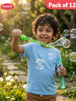 Chanak - Colorful Bubble Wands for Kids with Bubble Solution (Pack of 12)