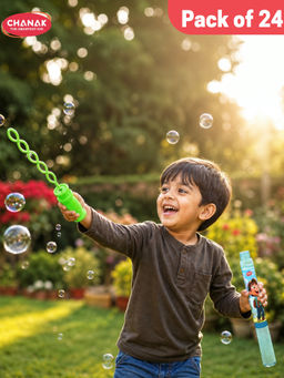 Chanak - Colorful Bubble Wands for Kids with Bubble Solution (Pack of 24)