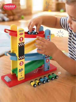 Chanak - Wooden Ramp Racer Track Toy with 4 Mini Cars