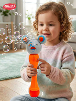 Chanak - Cat Face Bubble Machine with Light & Solution Orange