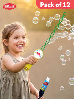 Chanak - Premium Bubble Wands Toy Set with Solution (Pack of 12)