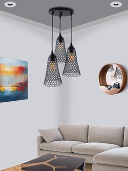 Homesake - Round Cluster Black Cone Hanging Light