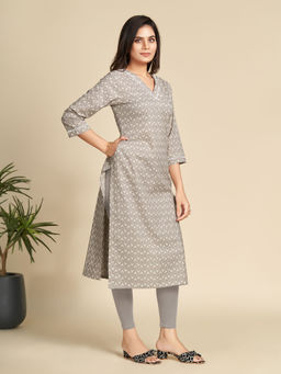 GulaboSitabo - Women's Grey Ethnic Printed Kurta