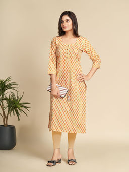 GulaboSitabo - Women's Yellow Floral Printed Kurta