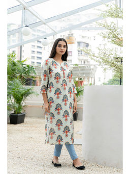 GulaboSitabo - Women's Off White Ethnic Printed Kurta