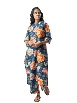 GulaboSitabo - Women's Blue Floral Printed Kurta