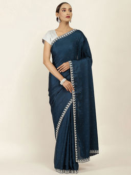 Soch - Embellished Crepe Saree with Unstitched Blouse
