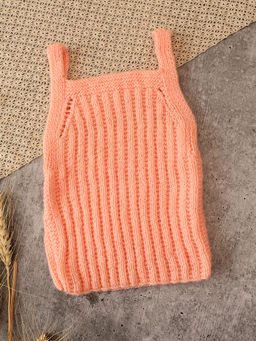 Woonie - Girls Handknitted Woven Sweater - Peach