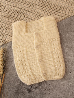 Woonie - Girls Handknitted Cable Detail Sweater - Cream