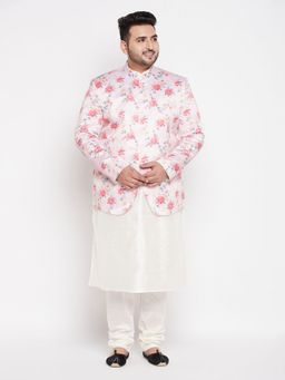 Vastramay - Men's Pink and Cream Silk Blend Ethnic Combo