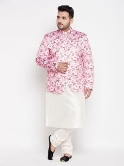 Vastramay - Men's Pink and Cream Silk Blend Ethnic Combo