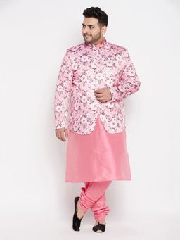 Vastramay - Men's Pink Silk Blend Ethnic Combo
