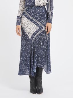 Guess - Women Blue Paisley Midi Skirt