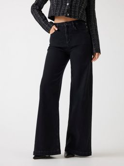Guess - Women Black Solid Wide Jeans