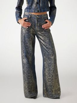Guess - Women Blue Printed Wide Jeans