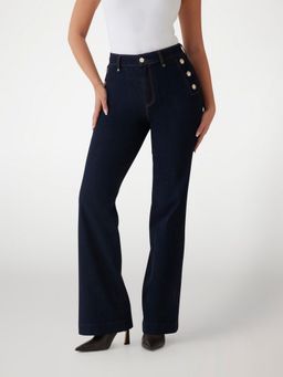 Guess - Women Blue Solid Bootcut Jeans